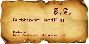 Buchbinder Hetény névjegykártya